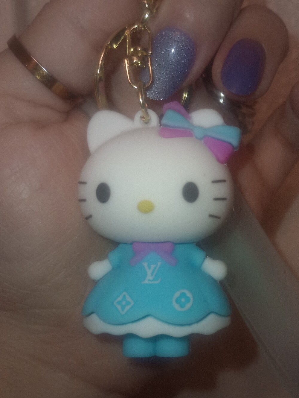 Fashion Kitty Blue Dress Keychain / Bag Charm